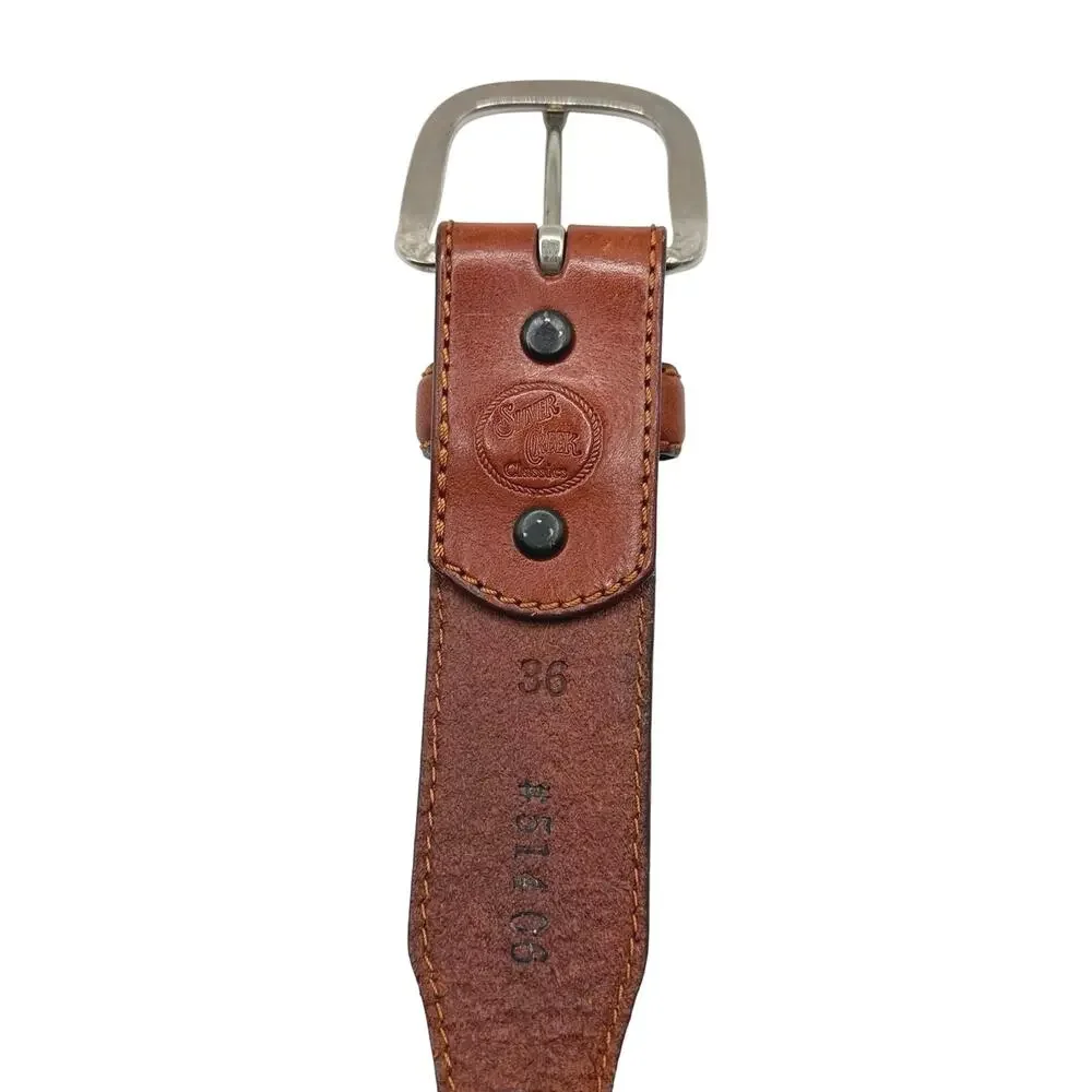 Silver Creek | Men | Vintage Banded Western Silver Medallion Leather Belt | 36